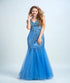 Mermaid V Neck Open Back Tulle With Beadings Floor Length Prom Dresses LBQ0299
